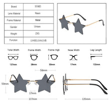 Carica l&#39;immagine nel visualizzatore di Gallery, Vintage Unique Star Shape Mirror Rimless Sunglasses Women Fashion Clear Ocean Lens Eyewear Men Trending Sun Glasses Shades