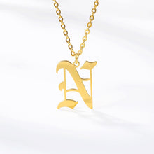 Load image into Gallery viewer, Old English Letter Initial Necklaces For Women Men Gold Silver Color Stainless Steel Chain Male Female Pendant Necklace Jewelry