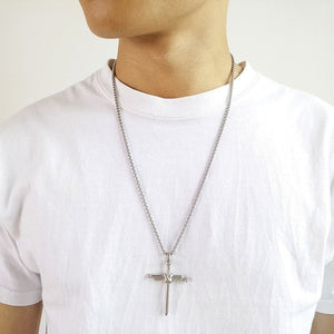 New Fashion Arrow Necklace for Men Black Metal Punk POP Cross Pendant Necklace Trendy Simple Chain Jewelry Gift collar hombre