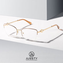 Load image into Gallery viewer, Semi Rimless Cat Eye Myopia Glasses Frame Women Optical Prescription Eyeglasses Frame Ladies Retro Luxury Brand Spectacles Frame
