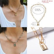 Carica l&#39;immagine nel visualizzatore di Gallery, Multi Layer Lover Lock Pendant Choker Necklace Steampunk Padlock Heart Chain Necklace Collier Best Couple Jewelry Gift