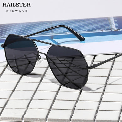 【HAILSTER】 Men's Disourable and Polarized Sunglasses , Polygon Frame Glasses P8692