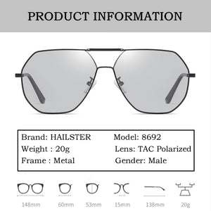 【HAILSTER】 Men's Disourable and Polarized Sunglasses , Polygon Frame Glasses P8692