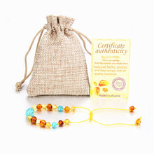Load image into Gallery viewer, 9 New Natural Amber Bracelets for Baby Women Turquiose Amethyst Strand Baltic Amber Beads Bracelet Handmade Baby Jewelry