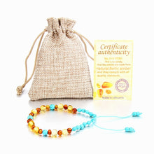 Load image into Gallery viewer, 9 New Natural Amber Bracelets for Baby Women Turquiose Amethyst Strand Baltic Amber Beads Bracelet Handmade Baby Jewelry
