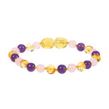 Carica l'immagine nel visualizzatore di Gallery, Customizable Amber Bracelets with Natural Rose Quartz Original Jewelry for Adult Baby Anklets Fancy Baltic Amber Gift