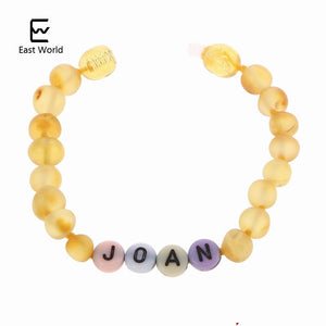 Gioielli in ambra con nome personalizzato Perline in ambra baltica Regalo per mamma e bambino Design creativo Bracciale/collana in ambra personalizzata 