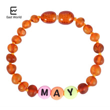 Carica l&#39;immagine nel visualizzatore di Gallery, Gioielli in ambra con nome personalizzato Perline in ambra baltica Regalo per mamma e bambino Design creativo Bracciale/collana in ambra personalizzata 