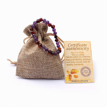 Carica l'immagine nel visualizzatore di Gallery, Natural Amber Bracelets Anklet with Natural Amethyst Rose Quartz Baltic Amber Jewelry Gift Mom Baby Stretch Bracelet
