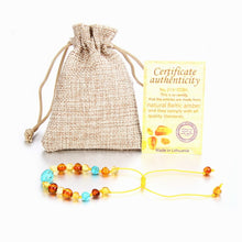Load image into Gallery viewer, Natural Honey Amber Bracelets for Women Lapis Lazuli Stone Strand Baltic Amber Beads Bracelet Adjustable Baby Jewelry