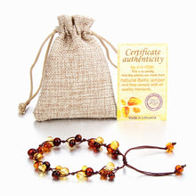 Load image into Gallery viewer, Natural Honey Amber Bracelets for Women Lapis Lazuli Stone Strand Baltic Amber Beads Bracelet Adjustable Baby Jewelry