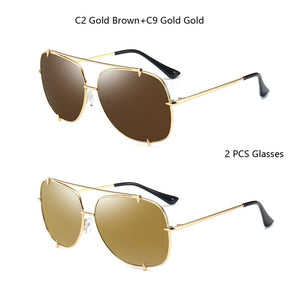 HBK  Oversized Pilot Sunglasses Women UV400 Retro Brand Designer Big Frame Sun Glasses For Female Ladies Eyewear