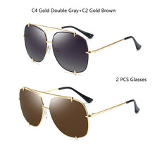 Load image into Gallery viewer, HBK  Oversized Pilot Sunglasses Women UV400 Retro Brand Designer Big Frame Sun Glasses For Female Ladies Eyewear