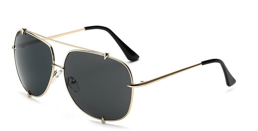 HBK  Oversized Pilot Sunglasses Women UV400 Retro Brand Designer Big Frame Sun Glasses For Female Ladies Eyewear
