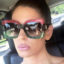 Load image into Gallery viewer, HBK  Italy Brand Oversized Square Sunglasses Women Retro Brand Designer Big Frame Sun Glasses Female Green Red oculos 2023