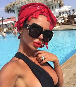 HBK  Italy Brand Oversized Square Sunglasses Women Retro Brand Designer Big Frame Sun Glasses Female Green Red oculos 2023