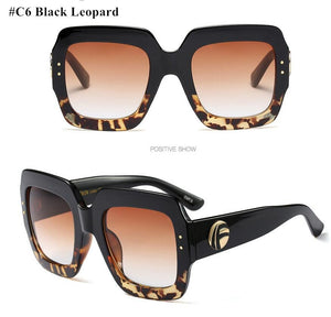 HBK  Italy Brand Oversized Square Sunglasses Women Retro Brand Designer Big Frame Sun Glasses Female Green Red oculos 2023