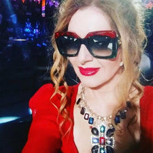 Load image into Gallery viewer, HBK  Italy Brand Oversized Square Sunglasses Women Retro Brand Designer Big Frame Sun Glasses Female Green Red oculos 2023