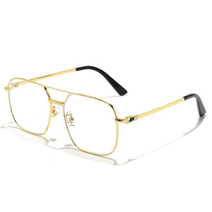 HBK Square  Women's Sunglasses Metal Big Frame Sun Glasses Women Retro Double Bridge Eyewear Men For 2023