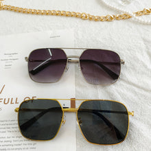 Load image into Gallery viewer, HBK Square  Women&#39;s Sunglasses Metal Big Frame Sun Glasses Women Retro Double Bridge Eyewear Men For 2023