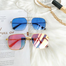 Load image into Gallery viewer, HBK Square  Women&#39;s Sunglasses Metal Big Frame Sun Glasses Women Retro Double Bridge Eyewear Men For 2023