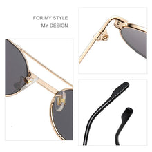 Load image into Gallery viewer, HBK Retro Vintage Round Sunglasses Men Brand Designer Double Bridge Sun Glasses Women Alloy Metal Frame Black Lens Oval Eyewear