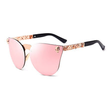Carica l&#39;immagine nel visualizzatore di Gallery, HBK Rose Gold Sunglasses Women Skull Mirror Diamond Brand Designer Metal Frame Sun Glasses Mirror Flat Lens Lunettes de soleil
