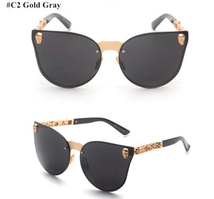 HBK Rose Gold Sunglasses Women Skull Mirror Diamond Brand Designer Metal Frame Sun Glasses Mirror Flat Lens Lunettes de soleil