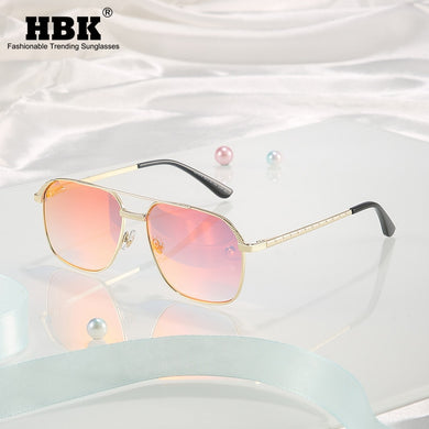 HBK Occhiali da sole quadrati Uomo Donna Classic Steampunk Montatura in lega Occhiali da sole Specchio Estate Uomo Esterno Guida UV400 Oculos 