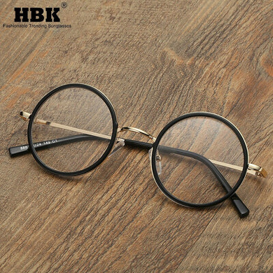 HBK Vintage Round Frame Glasses Round Clear Lens Nerd Geek Eyewear Retro Eyeglasses Circle Alloy Transparent Spectacles