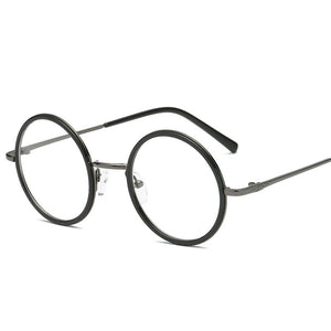 HBK Vintage Round Frame Glasses Round Clear Lens Nerd Geek Eyewear Retro Eyeglasses Circle Alloy Transparent Spectacles