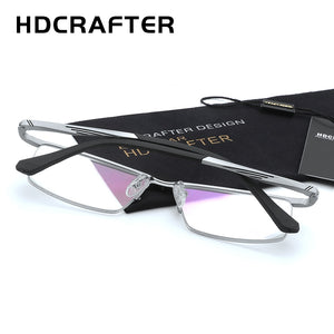 HDCRAFTER Men's Prescription Eyeglasses Frames Metal Optical Glasses Frame Brand Designer Clear Reading Glasses For Men Women