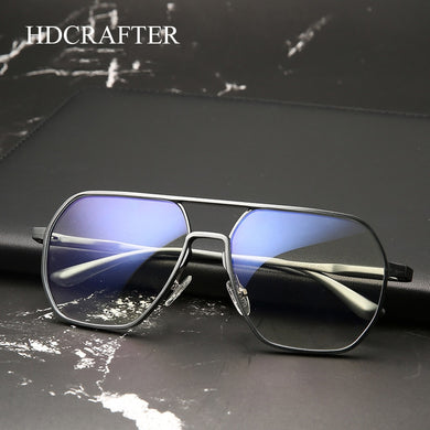 HDCRAFTER Metal Oversized Computer Eye Glasses Anti-Blue Rays Pochromic Lenses Eyeglasses Frame For Women Men Oculos de grau