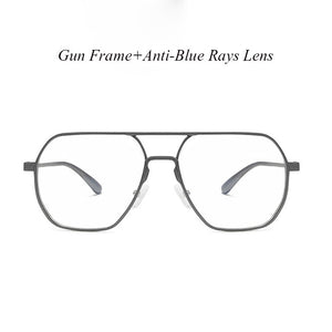 HDCRAFTER Metal Oversized Computer Eye Glasses Anti-Blue Rays Pochromic Lenses Eyeglasses Frame For Women Men Oculos de grau