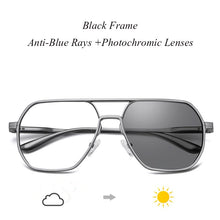 Carica l&#39;immagine nel visualizzatore di Gallery, HDCRAFTER Metal Oversized Computer Eye Glasses Anti-Blue Rays Pochromic Lenses Eyeglasses Frame For Women Men Oculos de grau