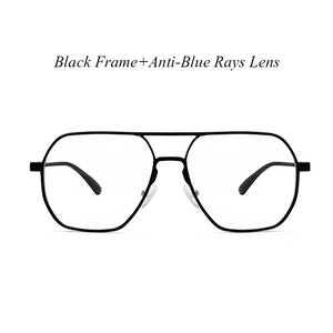 HDCRAFTER Metal Oversized Computer Eye Glasses Anti-Blue Rays Pochromic Lenses Eyeglasses Frame For Women Men Oculos de grau