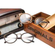Load image into Gallery viewer, HDCRAFTER Prescription Eyeglasses Frames For Men and Women Retro Round Wood Grain Optical Glasses Frame with Clear Lens