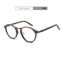 Load image into Gallery viewer, HDCRAFTER Prescription Eyeglasses Frames For Men and Women Retro Round Wood Grain Optical Glasses Frame with Clear Lens