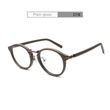 Load image into Gallery viewer, HDCRAFTER Prescription Eyeglasses Frames For Men and Women Retro Round Wood Grain Optical Glasses Frame with Clear Lens