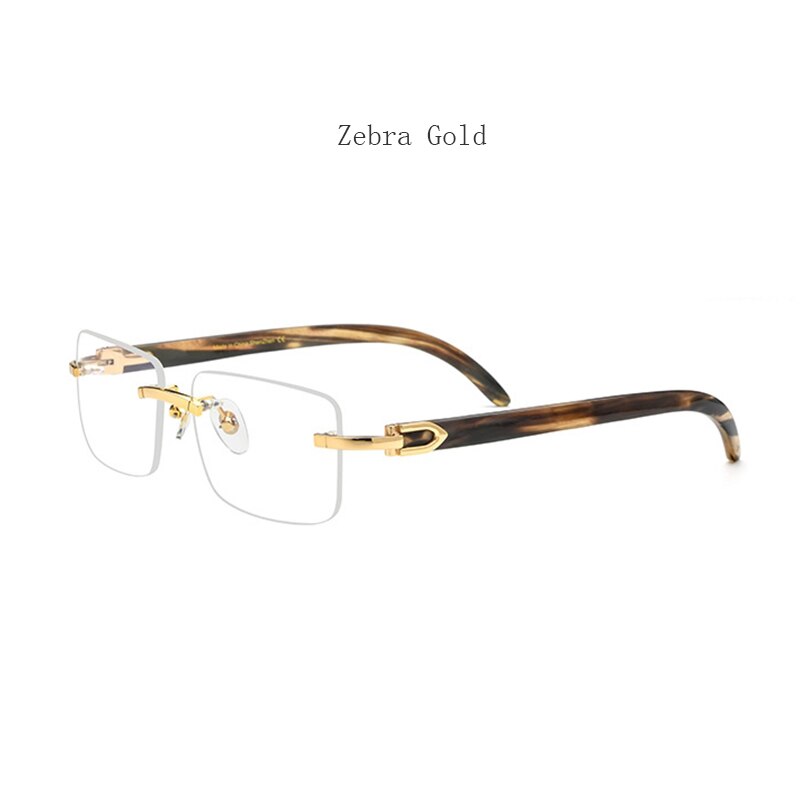 Rimless Glasses Natural Horns Temple Rimless Glasses Frames for Men Women Prescription Myopia Optical Brand Designer