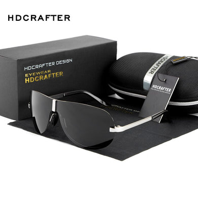 HDCRAFTER Rimless Polarized Men's Sun Glasses Cool Black Driving Sunglasses 100% UV400 Oculos de sol masculino Eyewear