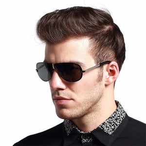 HDCRAFTER Occhiali da sole polarizzati senza montatura da uomo Occhiali da sole da guida neri freddi 100% UV400 Oculos de sol masculino Eyewear 