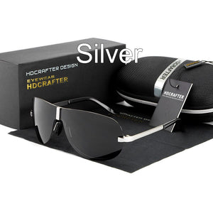 HDCRAFTER Occhiali da sole polarizzati senza montatura da uomo Occhiali da sole da guida neri freddi 100% UV400 Oculos de sol masculino Eyewear 