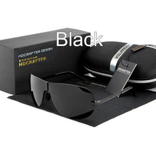 Carica l&#39;immagine nel visualizzatore di Gallery, HDCRAFTER Occhiali da sole polarizzati senza montatura da uomo Occhiali da sole da guida neri freddi 100% UV400 Oculos de sol masculino Eyewear 