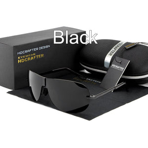 HDCRAFTER Occhiali da sole polarizzati senza montatura da uomo Occhiali da sole da guida neri freddi 100% UV400 Oculos de sol masculino Eyewear 