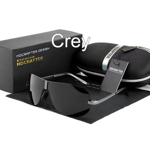 HDCRAFTER Occhiali da sole polarizzati senza montatura da uomo Occhiali da sole da guida neri freddi 100% UV400 Oculos de sol masculino Eyewear 