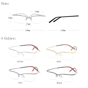 HDCRAFTER Ultralight 3.7g Pure Titanium Eyeglasses Frames Elasticity Optical Prescription Glasses Frame Rimless Spectacles