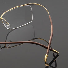 Load image into Gallery viewer, HDCRAFTER Ultralight 3.7g Pure Titanium Eyeglasses Frames Elasticity Optical Prescription Glasses Frame Rimless Spectacles