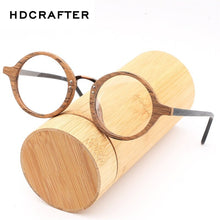 Load image into Gallery viewer, HDCRAFTER Vintage Wood Round Eyes Glasses Frame Myopia Frames Clear Lens for Women Wooden Reading Clear Glasses Eyeglasses