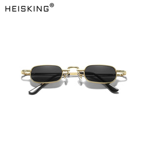HEISKING Retro Small Square Metal Steampunk Sunglasses Women Men Glasses Vintage Female  Alloy Frame Eyewear